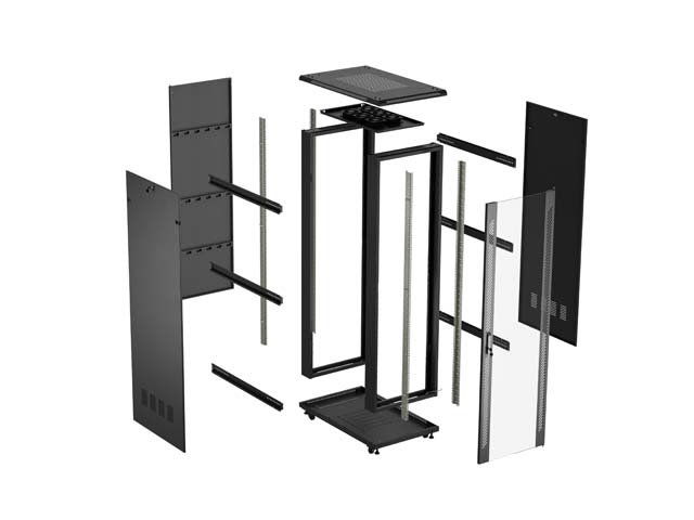 LANBERG INSTALAČNÍ SKŘÍŇOVÝ ROZVADĚČ 19" 42U 600X1000 ČERNÉ SKLENĚNÉ DVEŘE (PLOCHÉ BALENÍ) - obrázek č. 4