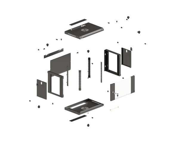 LANBERG 19" RACKOVÁ SKŘÍŇ PRO MONTÁŽ NA STĚNU 12U / 540X350 (PLOCHÉ BALENÍ) S PROSKLENÝMI DVEŘMI ČERNÁ - obrázek č. 3