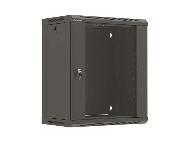 LANBERG 19" RACKOVÁ SKŘÍŇ PRO MONTÁŽ NA STĚNU 12U / 540X350 (PLOCHÉ BALENÍ) S PROSKLENÝMI DVEŘMI ČERNÁ - obrázek č. 6