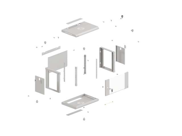 LANBERG 19" RACKOVÁ SKŘÍŇ 12U / 540X350 (FLAT PACK) S PROSKLENÝMI DVEŘMI ŠEDÁ - obrázek č. 4