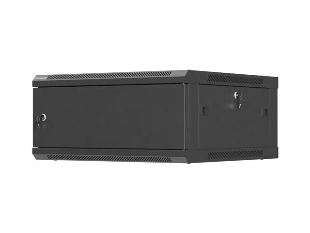 LANBERG NÁSTĚNNÁ INSTALAČNÍ SKŘÍŇ 19" 4U 600X600 ČERNÉ KOVOVÉ DVEŘE (PLOCHÉ BALENÍ) - obrázek produktu