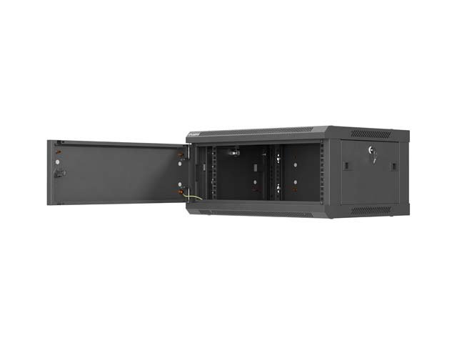 LANBERG  NÁSTĚNNÁ INSTALAČNÍ SKŘÍŇ 19" 4U 600X450 ČERNÉ KOVOVÉ DVEŘE (PLOCHÉ BALENÍ) - obrázek č. 8