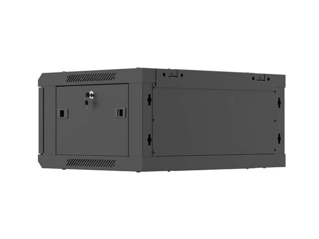 LANBERG  NÁSTĚNNÁ INSTALAČNÍ SKŘÍŇ 19" 4U 600X450 ČERNÉ KOVOVÉ DVEŘE (PLOCHÉ BALENÍ) - obrázek č. 4