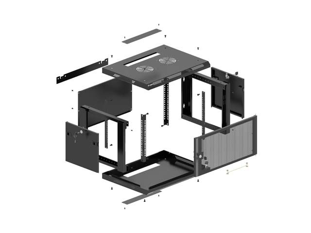LANBERG NÁSTĚNNÁ INSTALAČNÍ SKŘÍŇ 19" 6U 600X600 ČERNÉ PERFOROVANÉ DVEŘE (PLOCHÉ BALENÍ) - obrázek č. 3