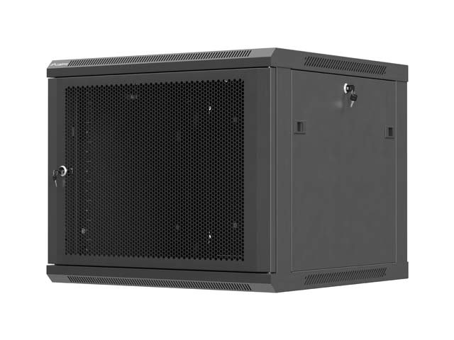 LANBERG NÁSTĚNNÁ INSTALAČNÍ SKŘÍŇ 19" 9U 600X600 ČERNÉ PERFOROVANÉ DVEŘE (PLOCHÉ BALENÍ) - obrázek produktu