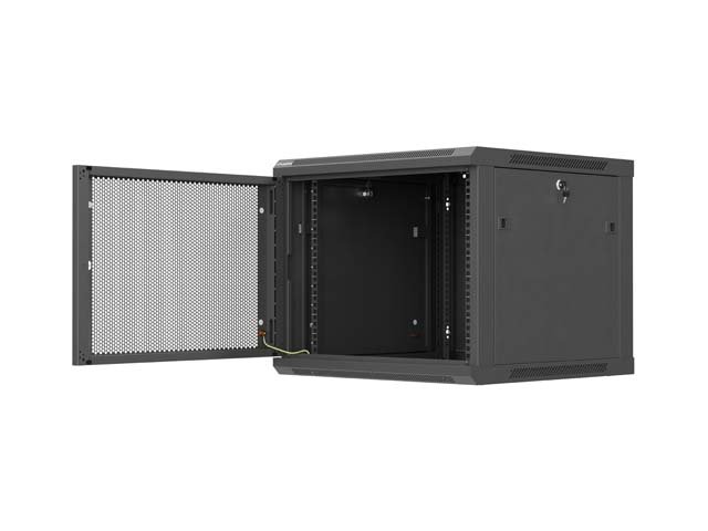 LANBERG NÁSTĚNNÁ INSTALAČNÍ SKŘÍŇ 19" 9U 600X600 ČERNÉ PERFOROVANÉ DVEŘE (PLOCHÉ BALENÍ) - obrázek č. 8