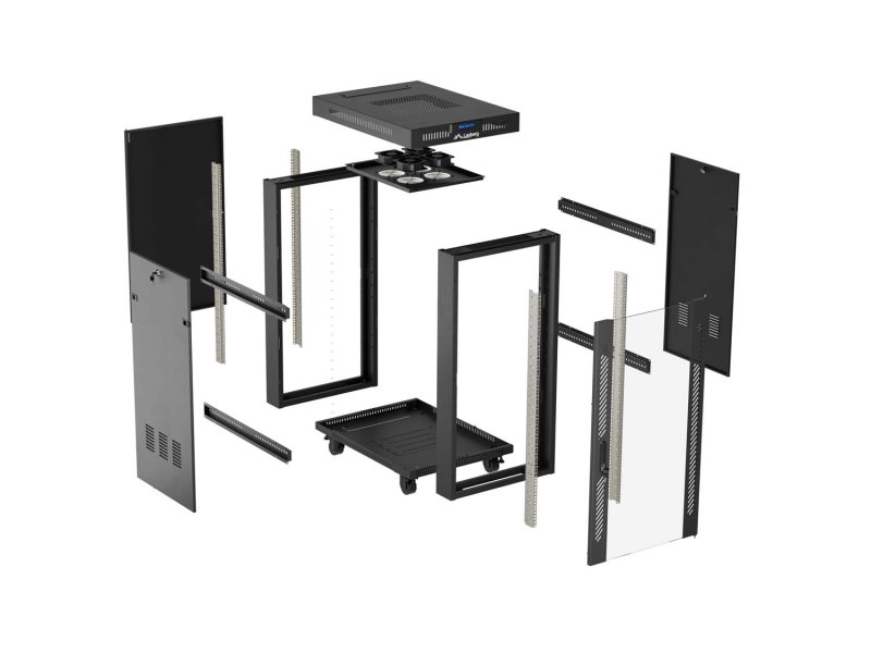 LANBERG 19" VOLNĚ STOJÍCÍ RACKOVÁ SKŘÍŇ 37U / 600X800 (FLAT PACK) S PROSKLENÝMI DVEŘMI LCD ČERNÁ - obrázek č. 3