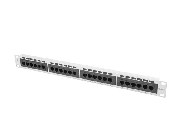 PATCH PANEL 24 PORTŮ 1U 19" CAT.5E FTP STÍNĚNÝ ŠEDÝ LANBERG - obrázek produktu