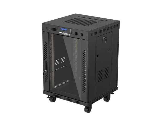 19" VOLNĚ STOJÍCÍ RACKOVÁ SKŘÍŇ 15U / 600X600 (FLAT PACK) S PROSKLENÝMI DVEŘMI LCD ČERNÁ LANBERG V2 - obrázek produktu