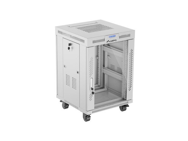19" VOLNĚ STOJÍCÍ RACKOVÁ SKŘÍŇ 15U 600X600 ŠEDÉ SKLENĚNÉ DVEŘE LCD LANBERG (FLAT PACK) V2 - obrázek produktu