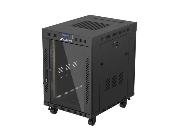 19" VOLNĚ STOJÍCÍ RACKOVÁ SKŘÍŇ 15U / 600X800 (FLAT PACK) S PROSKLENÝMI DVEŘMI LCD ČERNÁ LANBERG V2 - obrázek produktu