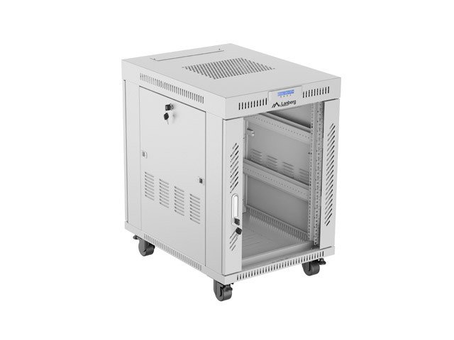 19" VOLNĚ STOJÍCÍ RACKOVÁ SKŘÍŇ 15U 600X800 ŠEDÉ SKLENĚNÉ DVEŘE LCD LANBERG (FLAT PACK) V2 - obrázek produktu