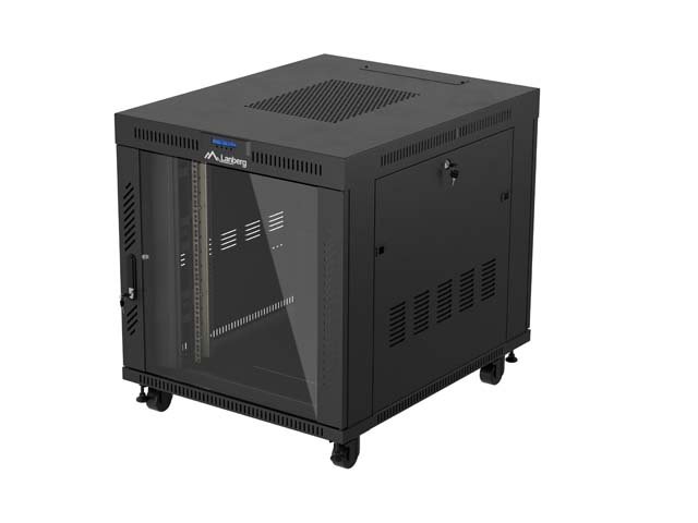 19" VOLNĚ STOJÍCÍ RACKOVÁ SKŘÍŇ 15U / 800X1000 (FLAT PACK) S PROSKLENÝMI DVEŘMI LCD ČERNÁ LANBERG V2 - obrázek produktu