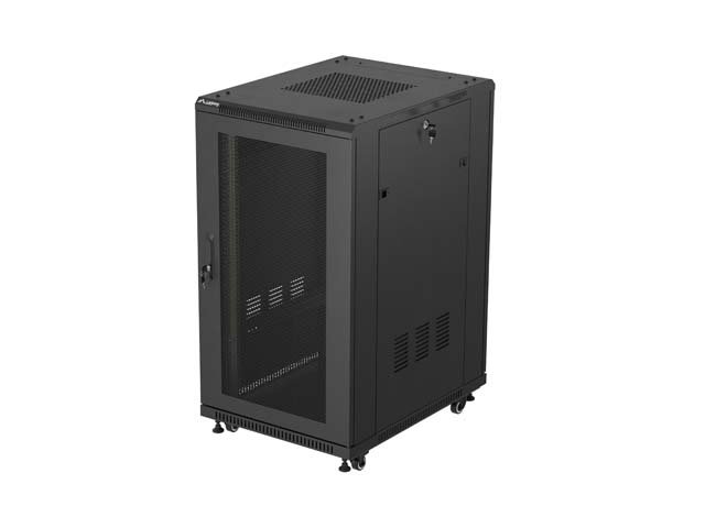 19" VOLNĚ STOJÍCÍ RACKOVÁ SKŘÍŇ 22U / 600X800 (FLAT PACK) SE SÍŤOVÝMI DVEŘMI ČERNÁ LANBERG - obrázek produktu