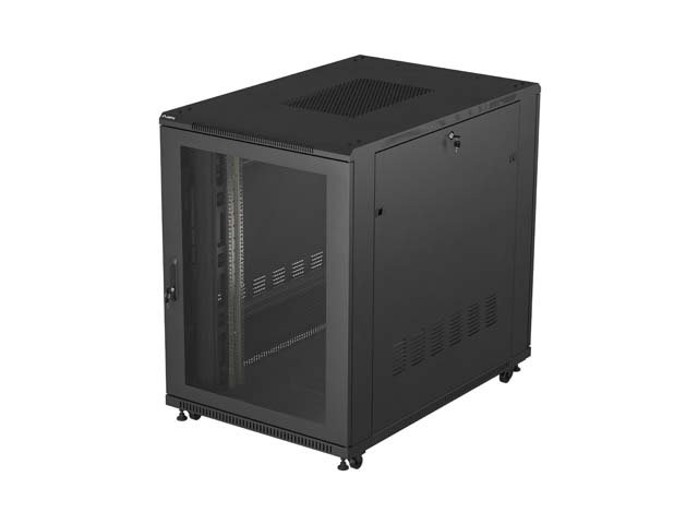 19" VOLNĚ STOJÍCÍ RACKOVÁ SKŘÍŇ 22U 800X1000 ČERNÉ SKLENĚNÉ DVEŘE LCD LANBERG (FLAT PACK) V2 - obrázek produktu