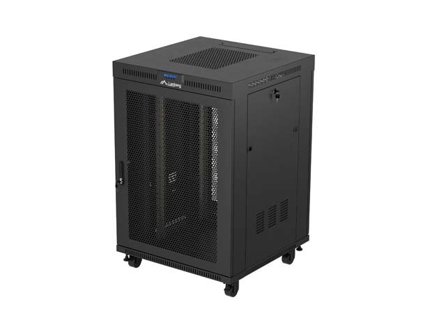 19" VOLNĚ STOJÍCÍ RACKOVÁ SKŘÍŇ 22U / 800X800 (FLAT PACK) ČERNÁ S PROSKLENÝMI DVEŘMI LCD LANBERG V2 - obrázek produktu