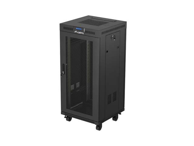 19" VOLNĚ STOJÍCÍ RACKOVÁ SKŘÍŇ 24U 600X600 ČERNÁ S PERFOROVANÝMI DVEŘMI LANBERG (FLAT PACK) V2 - obrázek produktu