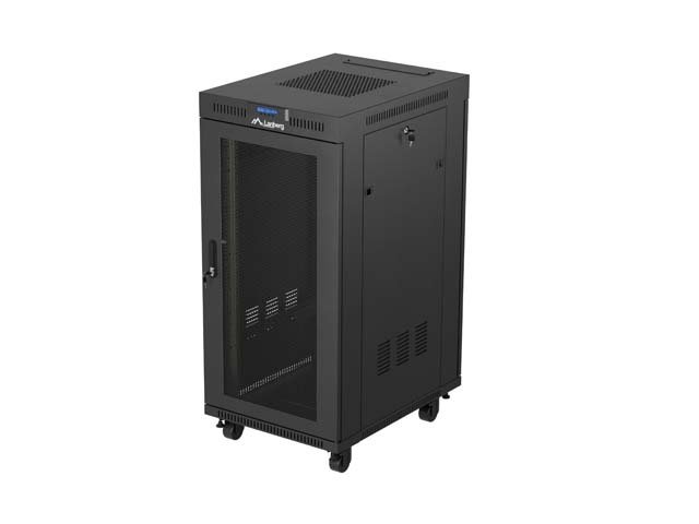 19" VOLNĚ STOJÍCÍ RACKOVÁ SKŘÍŇ 24U 600X800 ČERNÁ S PERFOROVANÝMI DVEŘMI LANBERG (FLAT PACK) V2 - obrázek produktu