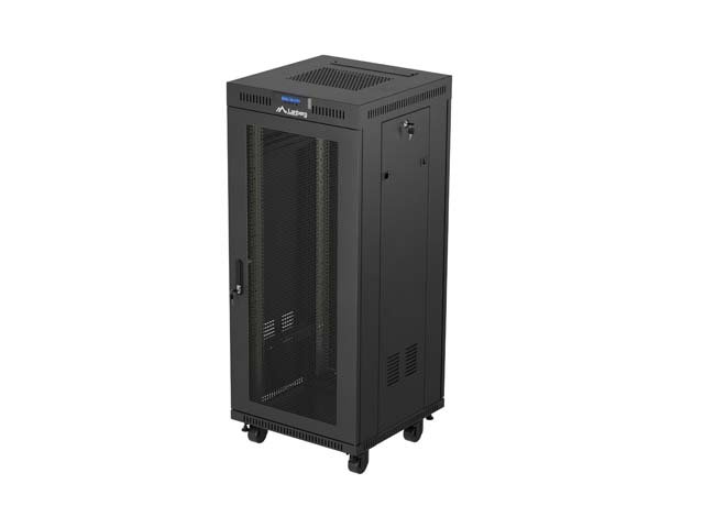 19" VOLNĚ STOJÍCÍ RACKOVÁ SKŘÍŇ 27U / 600X600 (FLAT PACK) SE SÍŤOVANÝMI DVEŘMI LCD ČERNÁ LANBERG V2 - obrázek produktu