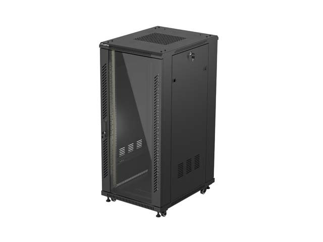 19" VOLNĚ STOJÍCÍ RACKOVÁ SKŘÍŇ 27U / 600X800 (FLAT PACK) S PROSKLENÝMI DVEŘMI ČERNÁ LANBERG - obrázek produktu
