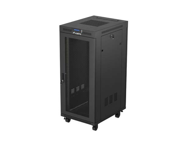 19" VOLNĚ STOJÍCÍ RACKOVÁ SKŘÍŇ 27U / 600X800 (FLAT PACK) SE SÍŤOVÝMI DVEŘMI LCD ČERNÁ LANBERG V2 - obrázek produktu