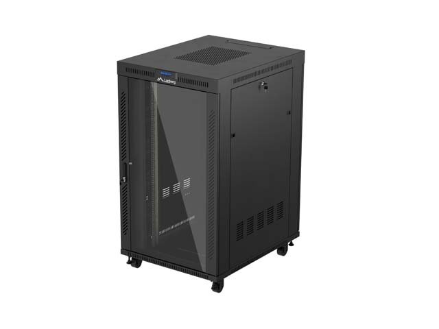 19" VOLNĚ STOJÍCÍ RACKOVÁ SKŘÍŇ 27U / 800X1000 (FLAT PACK) S PROSKLENÝMI DVEŘMI LCD ČERNÁ LANBERG V2 - obrázek produktu