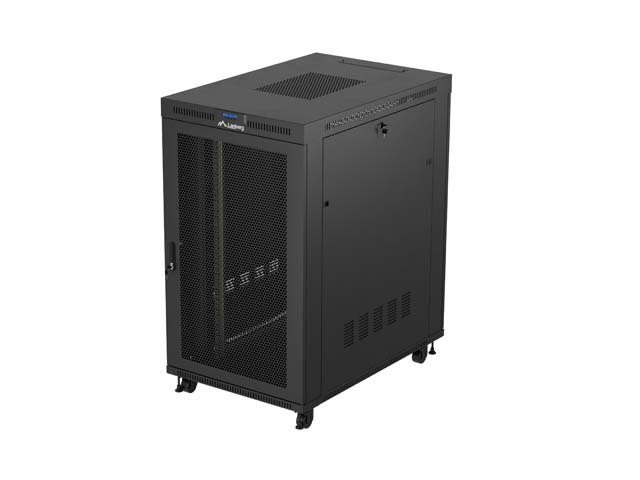 19" VOLNĚ STOJÍCÍ RACKOVÁ SKŘÍŇ 27U / 800X1200 (FLAT PACK) S DVÍŘKY SE SÍŤKOU LCD ČERNÁ LANBERG - obrázek produktu