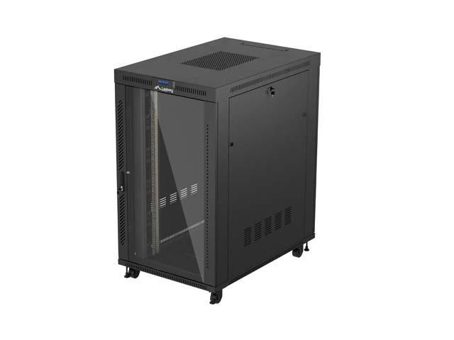 19" VOLNĚ STOJÍCÍ RACKOVÁ SKŘÍŇ 27U / 800X1200 (FLAT PACK) S PROSKLENÝMI DVEŘMI LCD ČERNÁ LANBERG - obrázek produktu