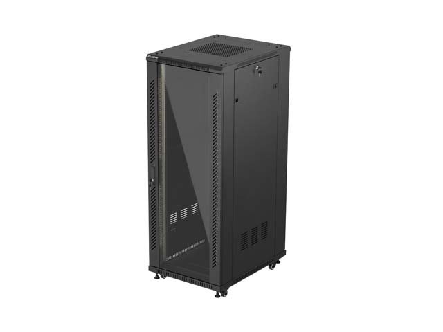 19" VOLNĚ STOJÍCÍ RACKOVÁ SKŘÍŇ 32U / 600X800 (FLAT PACK) S PROSKLENÝMI DVEŘMI ČERNÁ LANBERG - obrázek produktu