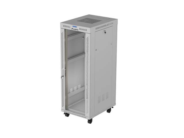 19" VOLNĚ STOJÍCÍ RACKOVÁ SKŘÍŇ 32U 600X800 ŠEDÉ SKLENĚNÉ DVEŘE LCD LANBERG (FLAT PACK) V2 - obrázek produktu