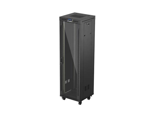 19" VOLNĚ STOJÍCÍ RACKOVÁ SKŘÍŇ 42U / 600X600 (FLAT PACK) S PROSKLENÝMI DVEŘMI LCD ČERNÁ LANBERG V2 - obrázek produktu