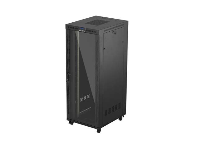 19" VOLNĚ STOJÍCÍ RACKOVÁ SKŘÍŇ 42U / 800X1000 (FLAT PACK) S PROSKLENÝMI DVEŘMI LCD ČERNÁ LANBERG V2 - obrázek produktu