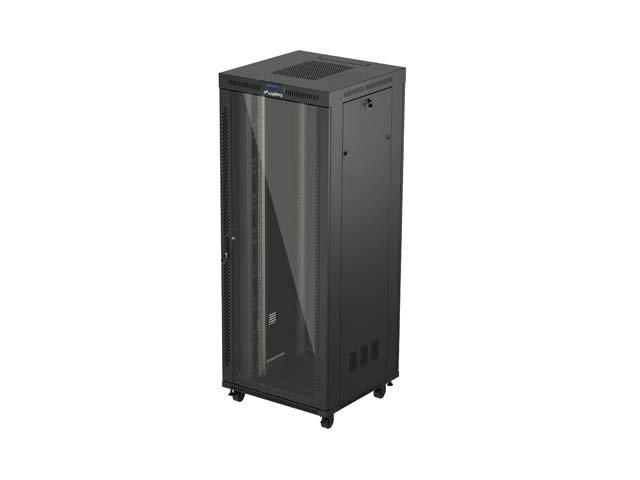 19" VOLNĚ STOJÍCÍ RACKOVÁ SKŘÍŇ 42U / 800X800 (FLAT PACK) S PROSKLENÝMI DVEŘMI LCD ČERNÁ LANBERG V2 - obrázek produktu