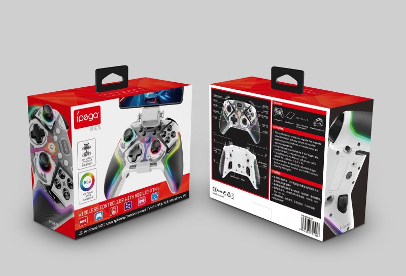 iPega 9666HH Bluetooth RGB Gamepad pro Android / iOS / PS3 / PS4 / PC / N-Switch Gray - obrázek č. 3