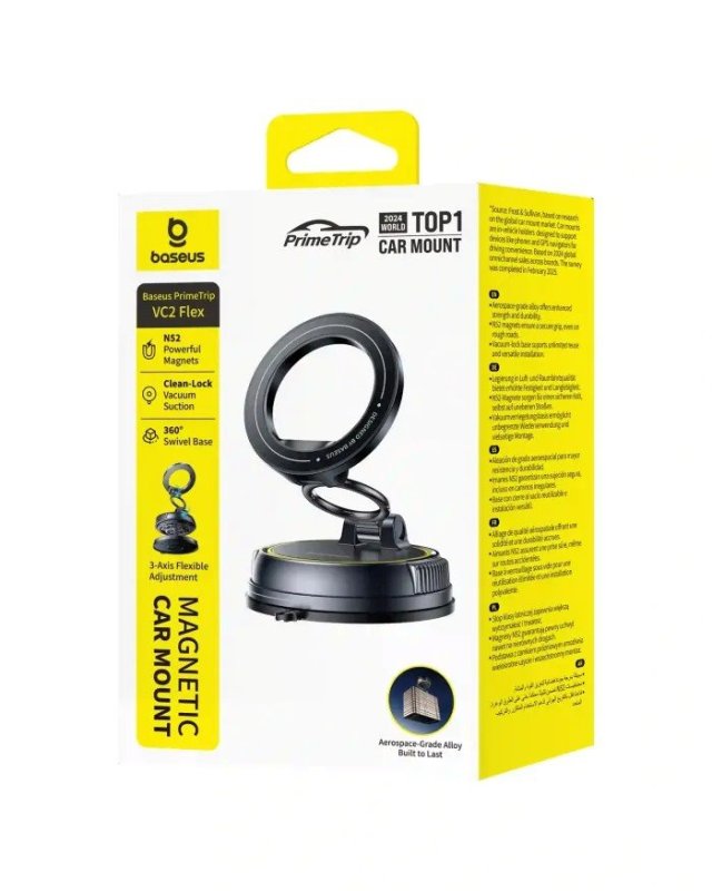 Baseus VC2 Flex Suction Cup Magnetický Držák do Auta Cosmic Black - obrázek č. 1