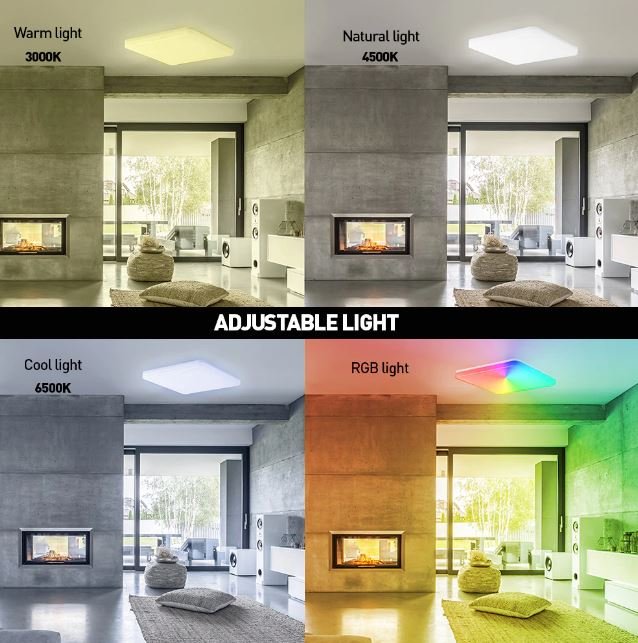 Tellur WiFi Smart LED čtvercové stropní světlo, 24W, 3000-6500K + RGB , bílé - obrázek č. 2