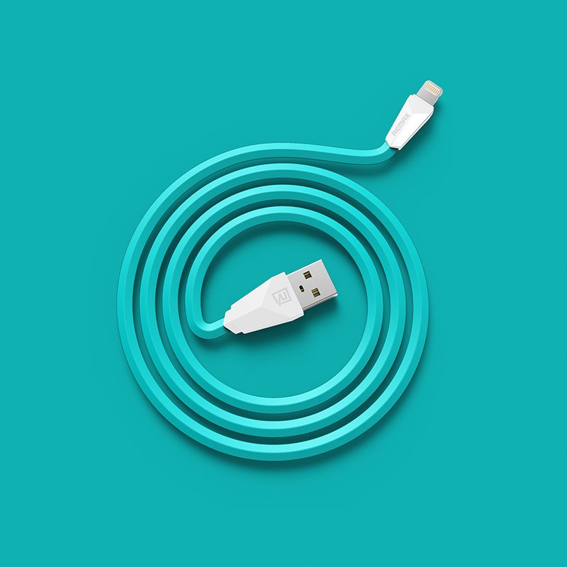 Datový kabel ALIEN, lighting, barva bílo-modrá - obrázek produktu
