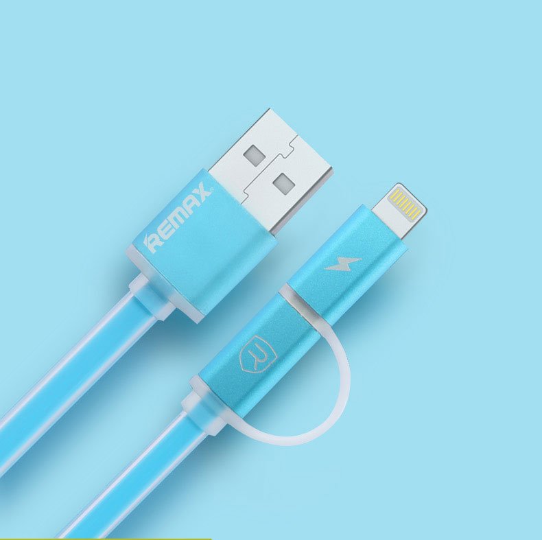 Datový kabel AURORA ,Micro USB /  lighting, modrý - obrázek produktu