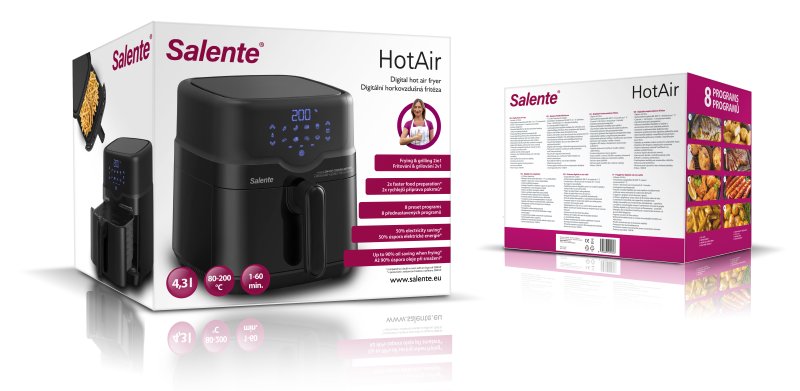 Salente HotAir, horkovzdušná fritéza 2v1, 4,3 l, černá - obrázek č. 6