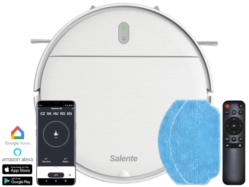Salente R2, robotický vysavač, stírání vodou, nabíjecí stanice, bílý - obrázek produktu