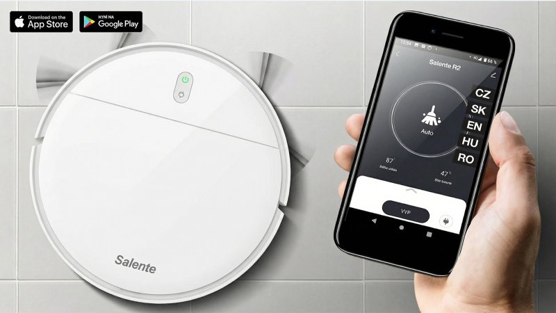 Salente R2, robotický vysavač, stírání vodou, nabíjecí stanice, bílý - obrázek č. 5
