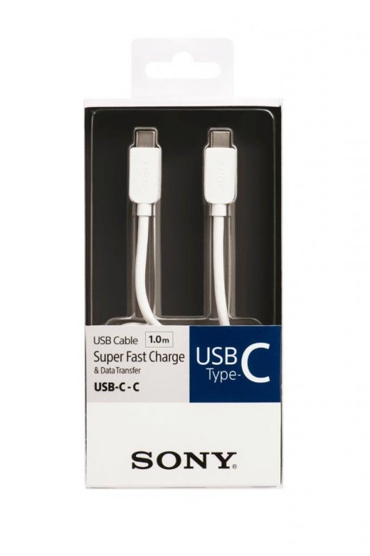 Sony kabel USB Type C /  USB Type C, 3A, 1m, bílý - obrázek produktu