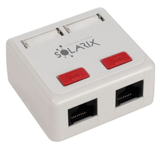 Zásuvka Solarix CAT5E UTP 2 x RJ45 na omítku bílá - obrázek produktu