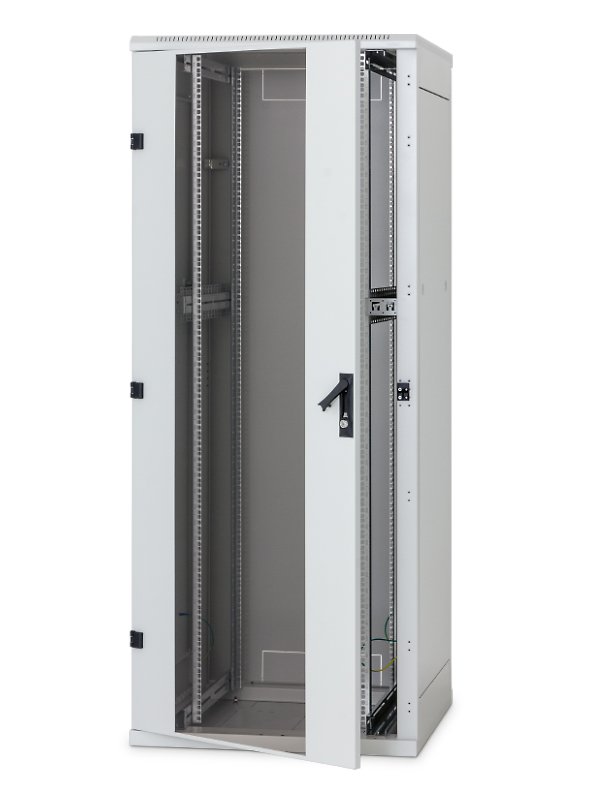 Stojanový rack 27U (š)600x(h)800 před.dv.sklo,zad.dveře síto - obrázek produktu