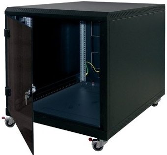 19" kontejner.rack12U,hl.900,nosn.200kg,přední+zadní perfor.dveře, černý - obrázek produktu
