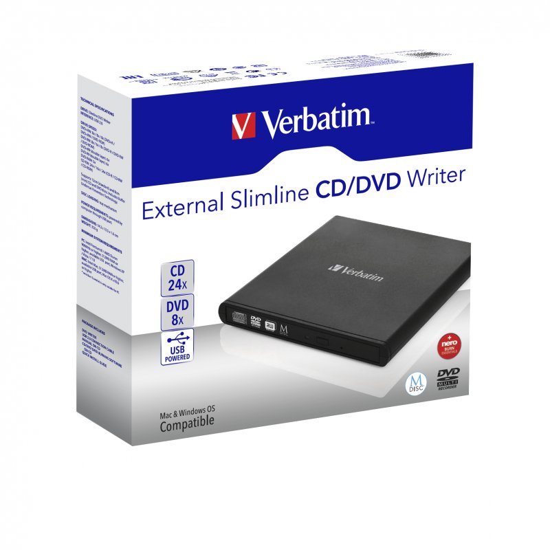 Externí CD/ DVD Slimline vypalovačka Verbatim - obrázek č. 3