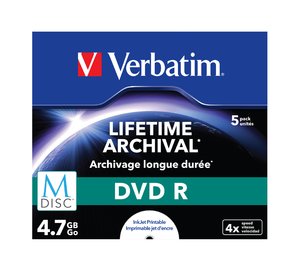 VERBATIM DVD R 4,7 GB (120min) M-Disc 4x Printable jewel box, 5ks/ pack - obrázek produktu