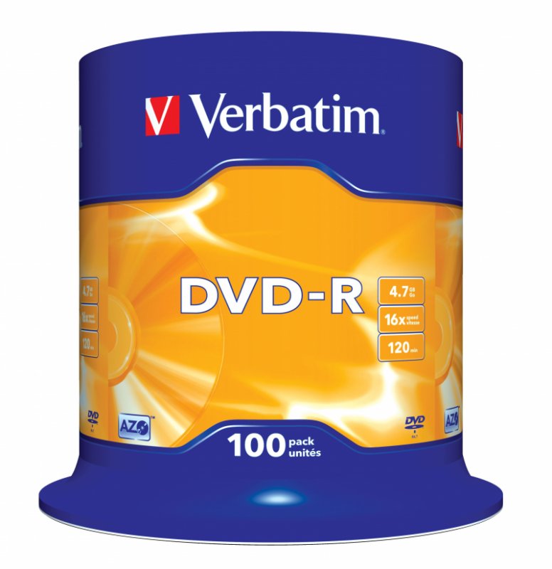 VERBATIM DVD-R(100-Pack)Spindl/ MattSlvr/ 16x/ 4.7GB - obrázek č. 1