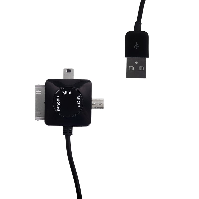 WE Datový kabel micro/ mini USB/ iPhone4 100cm černý - obrázek produktu