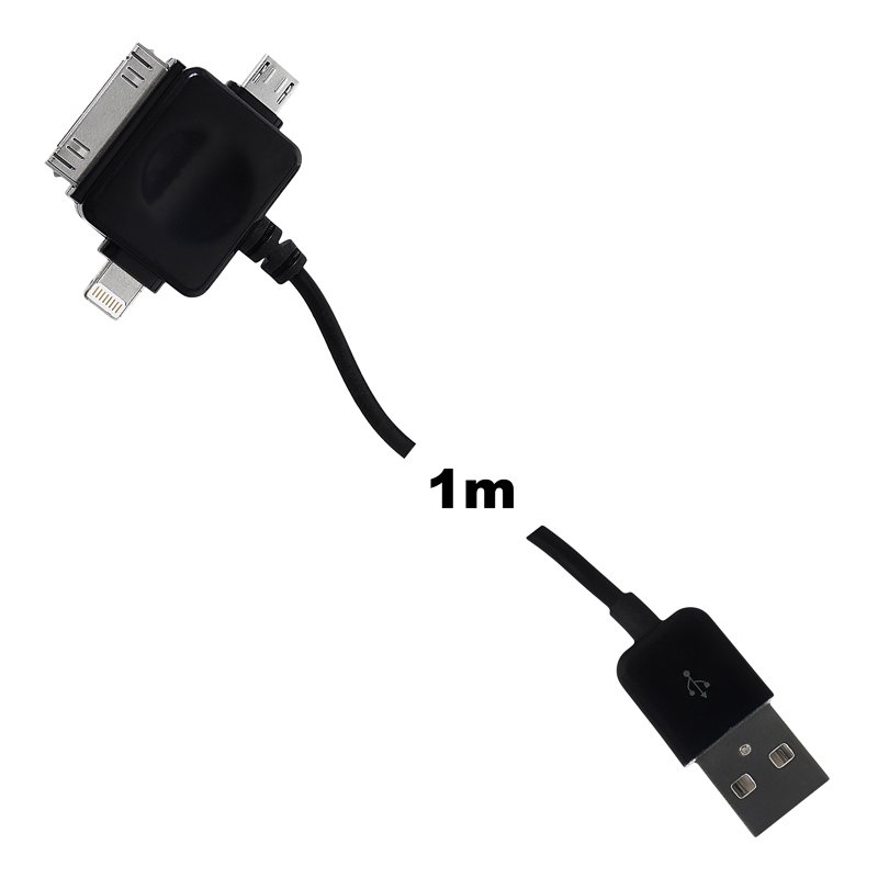 WE Datový kabel micro USB/ iPhone4/ 5 100cm černý - obrázek č. 3
